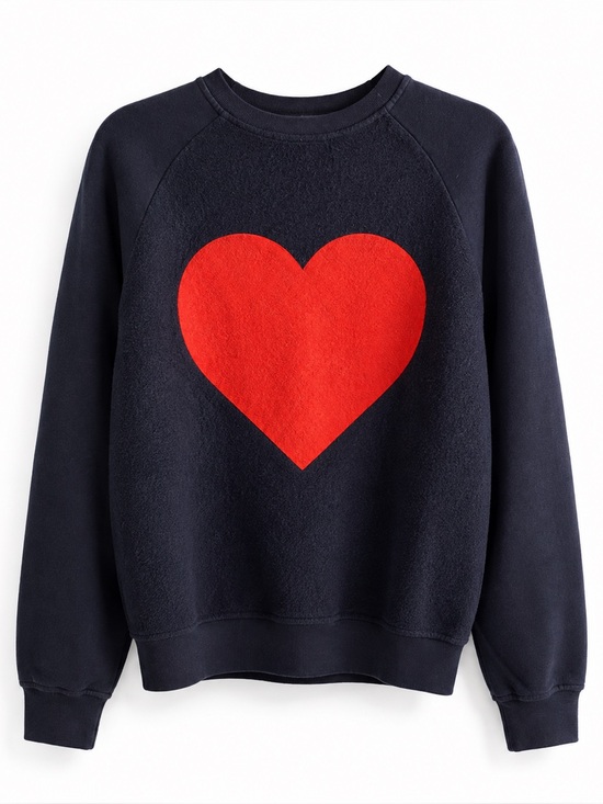 MSGM Sweaters - MSGM Italy #love Red Graphic Heart Sweatshirt Navy XS